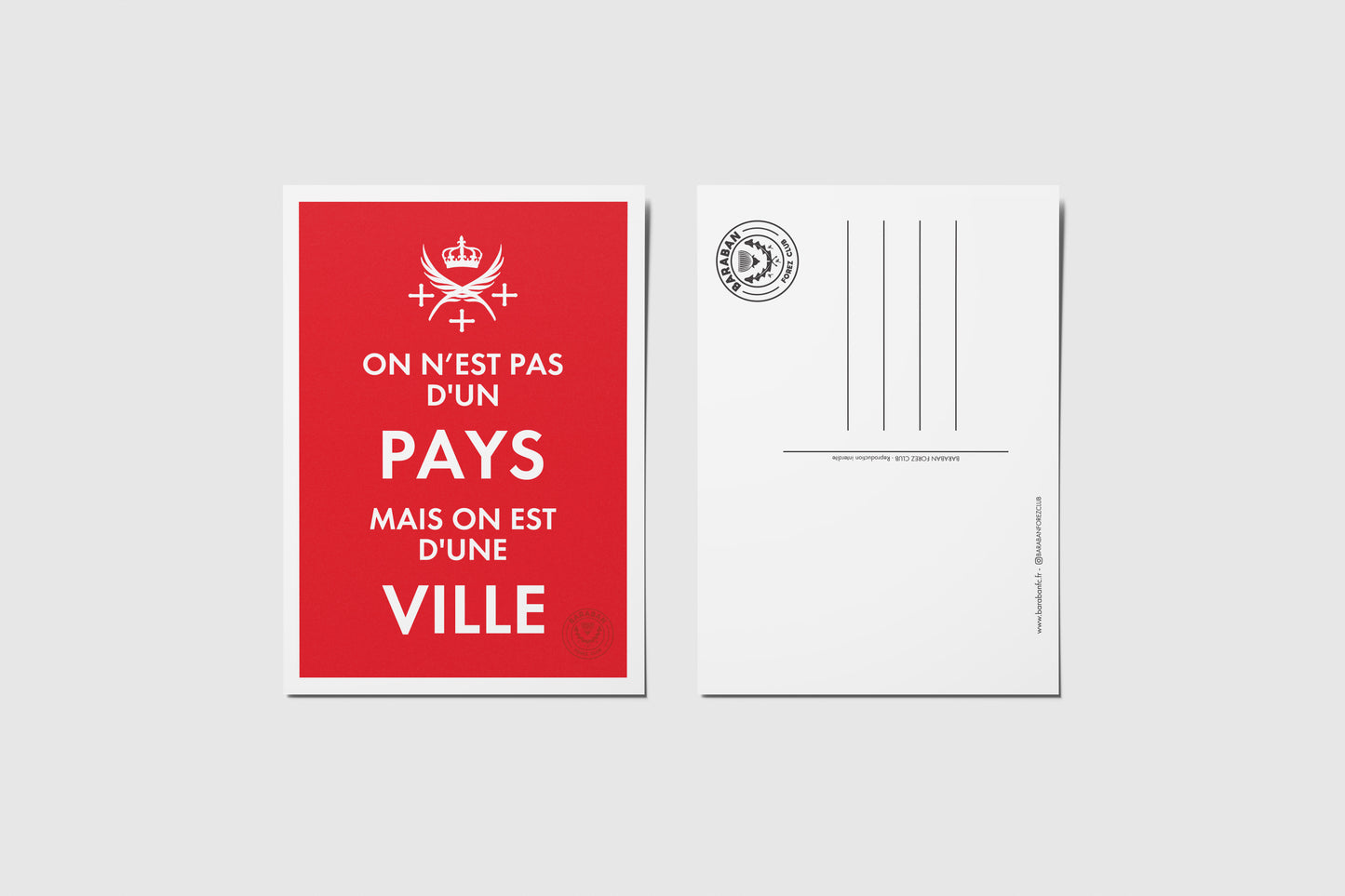 Carte postale On n’est pas d’un PAYS mais on est d’une VILLE Rouge